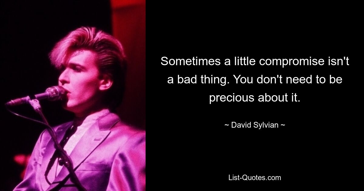 Sometimes a little compromise isn't a bad thing. You don't need to be precious about it. — © David Sylvian