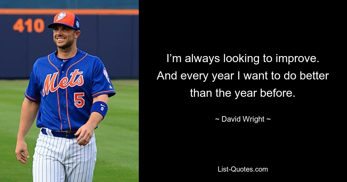 I’m always looking to improve. And every year I want to do better than the year before. — © David Wright