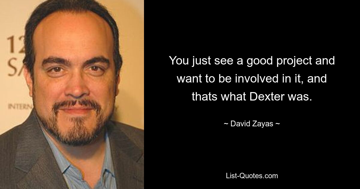 You just see a good project and want to be involved in it, and thats what Dexter was. — © David Zayas