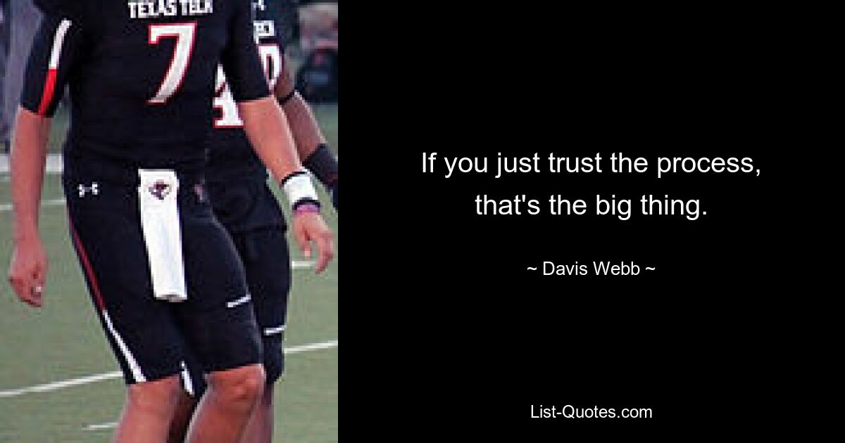 If you just trust the process, that's the big thing. — © Davis Webb