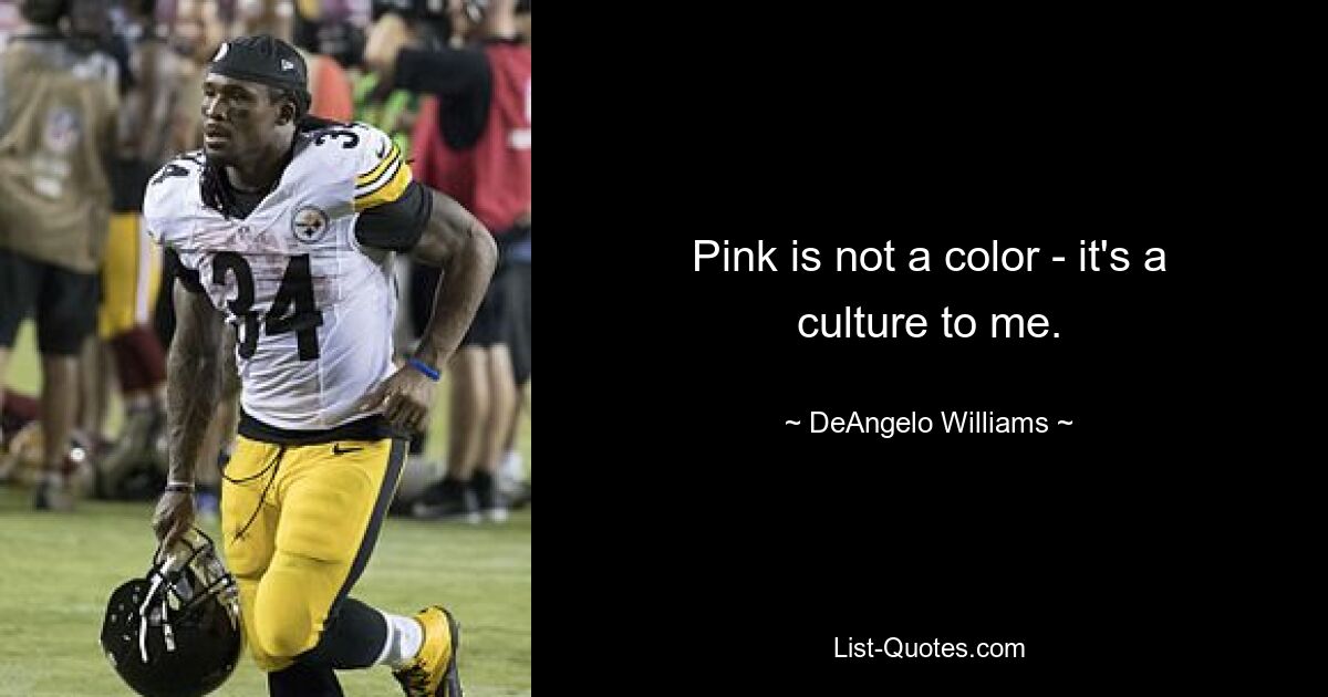 Pink is not a color - it's a culture to me. — © DeAngelo Williams