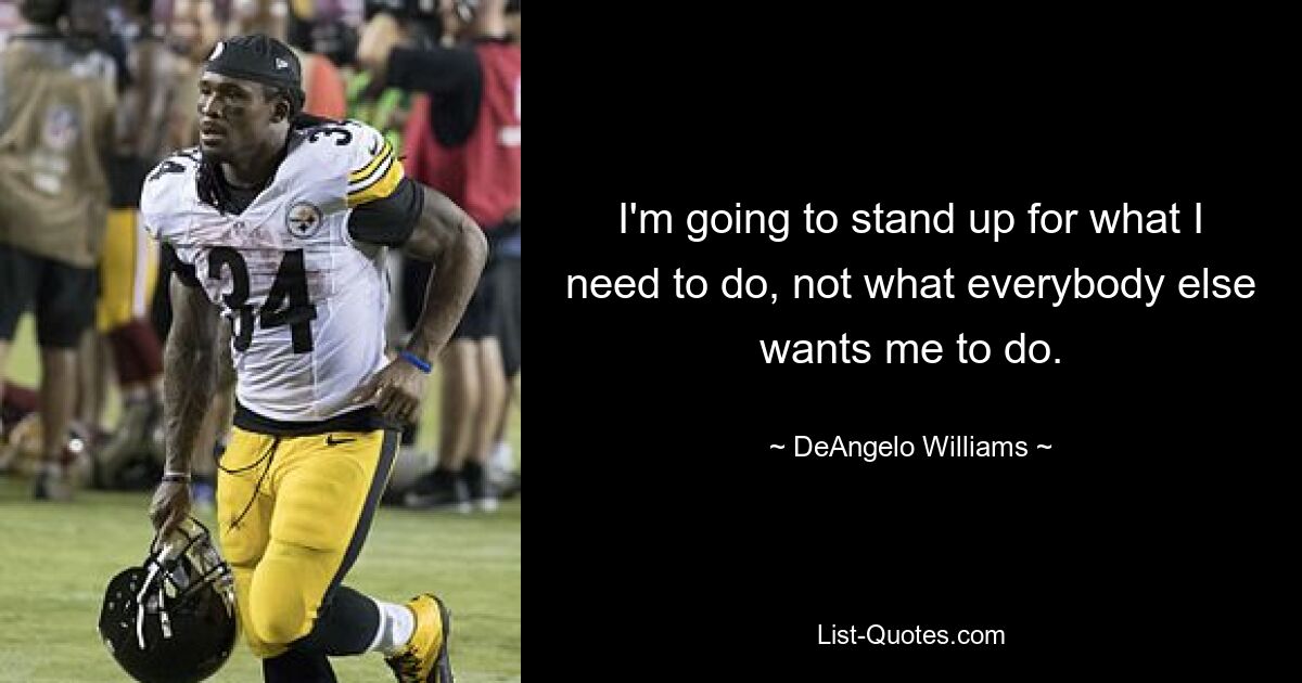 I'm going to stand up for what I need to do, not what everybody else wants me to do. — © DeAngelo Williams