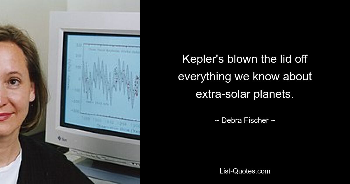 Kepler's blown the lid off everything we know about extra-solar planets. — © Debra Fischer