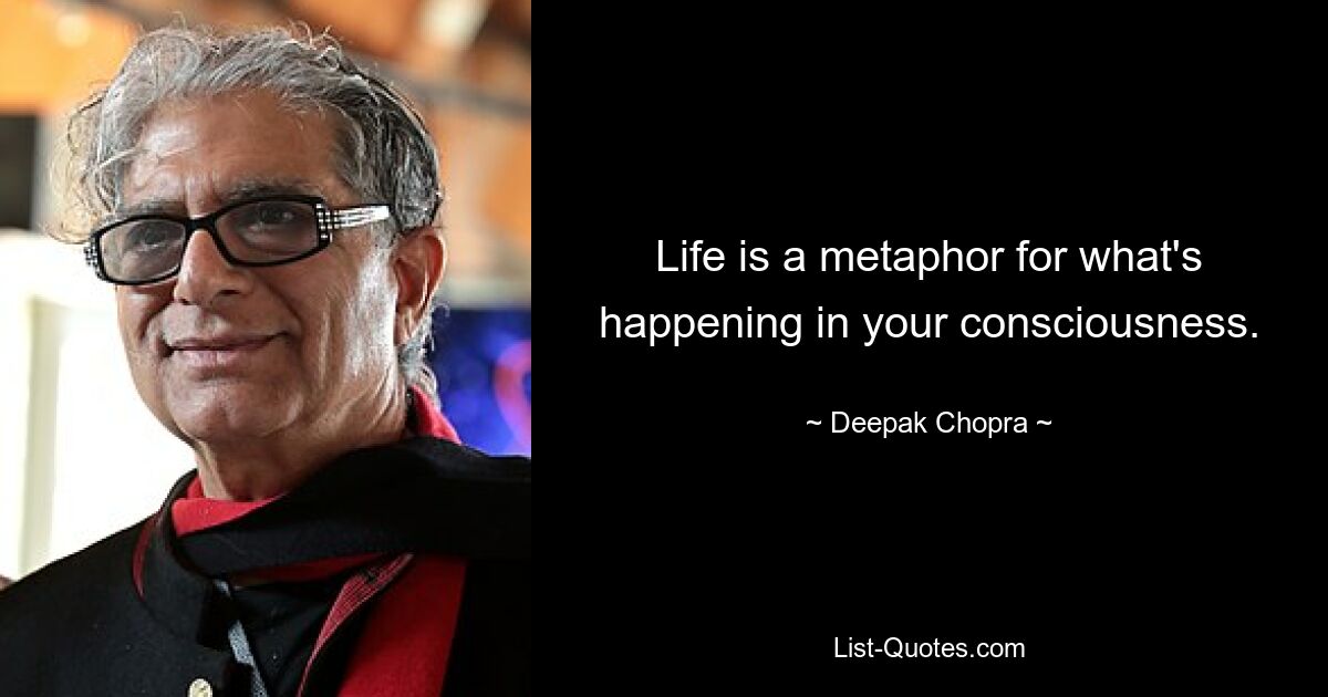 Life is a metaphor for what's happening in your consciousness. — © Deepak Chopra