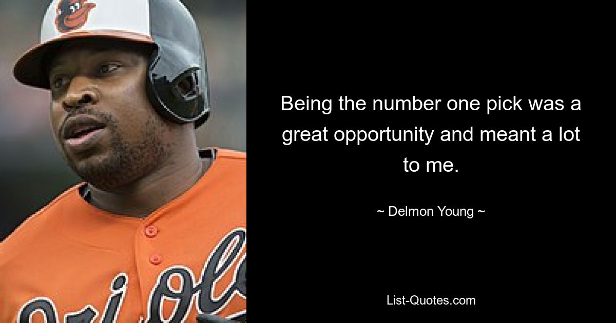 Being the number one pick was a great opportunity and meant a lot to me. — © Delmon Young