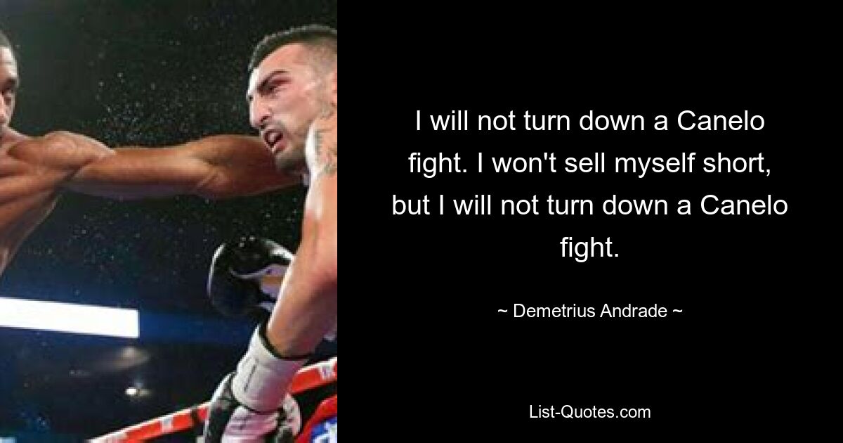 I will not turn down a Canelo fight. I won't sell myself short, but I will not turn down a Canelo fight. — © Demetrius Andrade