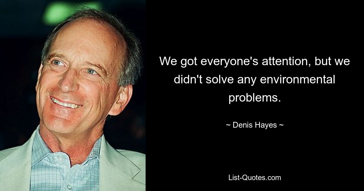 We got everyone's attention, but we didn't solve any environmental problems. — © Denis Hayes