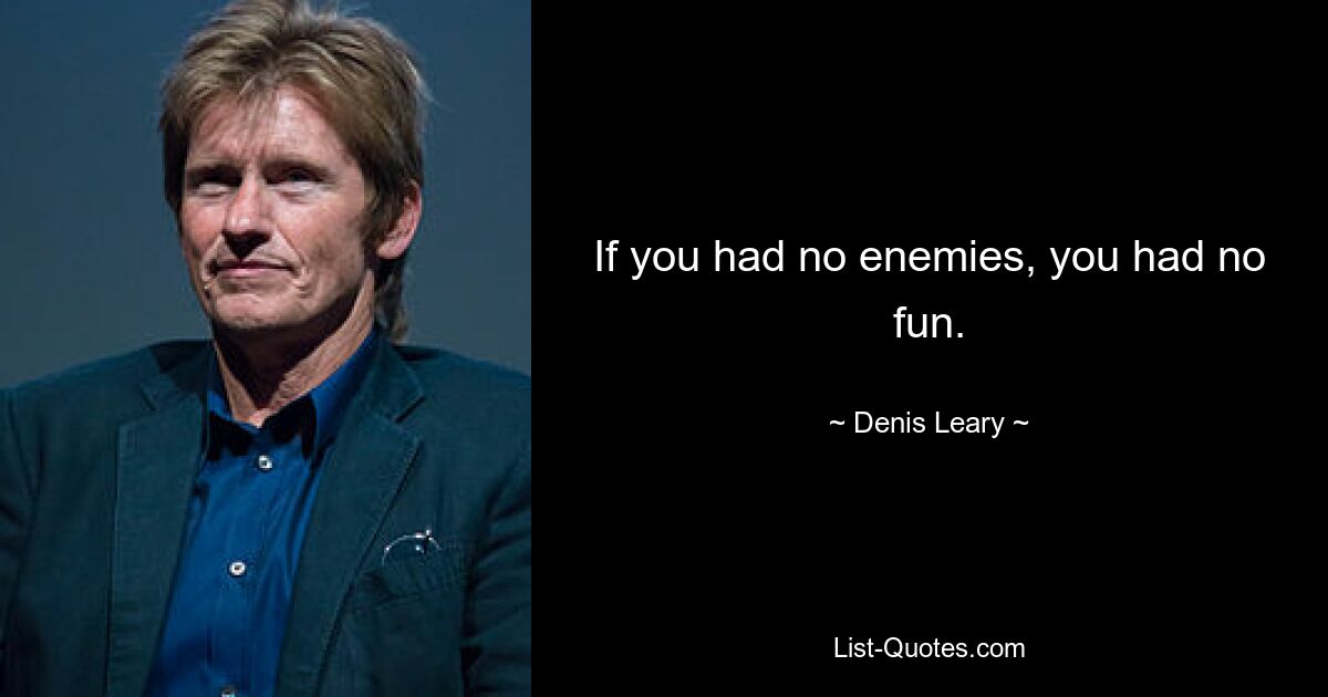 If you had no enemies, you had no fun. — © Denis Leary