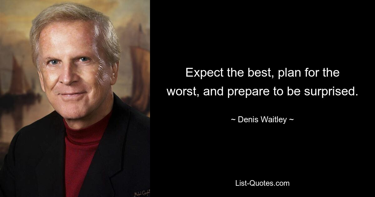 Expect the best, plan for the worst, and prepare to be surprised. — © Denis Waitley