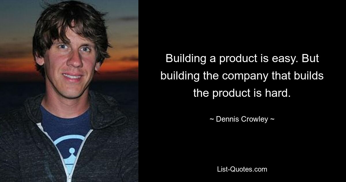 Building a product is easy. But building the company that builds the product is hard. — © Dennis Crowley