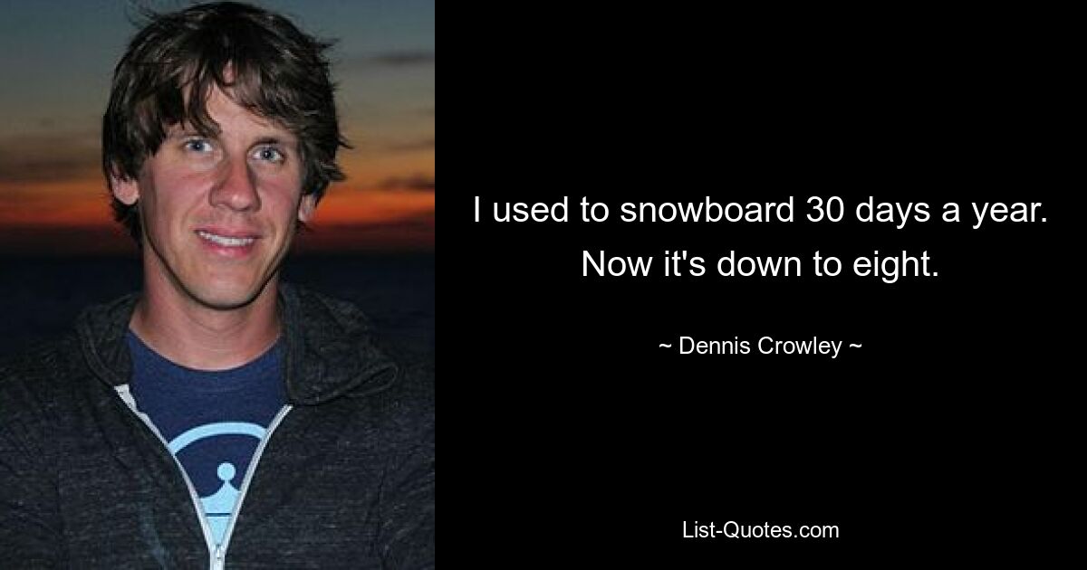 I used to snowboard 30 days a year. Now it's down to eight. — © Dennis Crowley