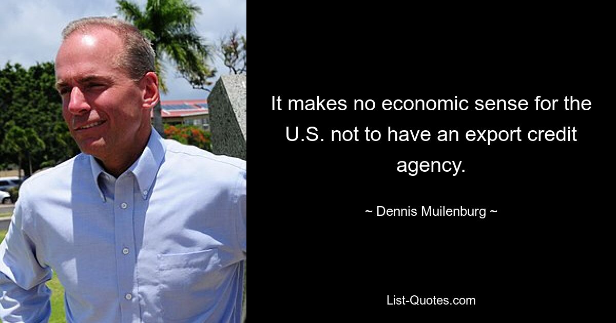 It makes no economic sense for the U.S. not to have an export credit agency. — © Dennis Muilenburg