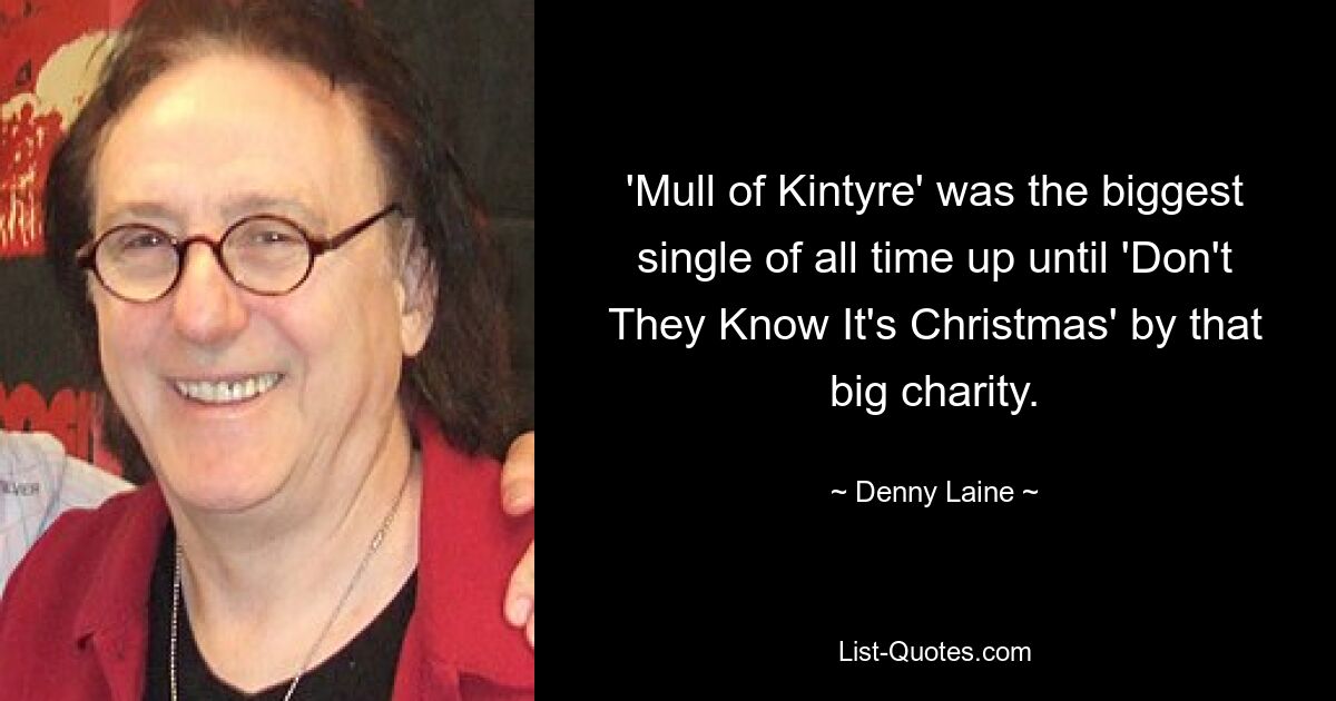 'Mull of Kintyre' was the biggest single of all time up until 'Don't They Know It's Christmas' by that big charity. — © Denny Laine