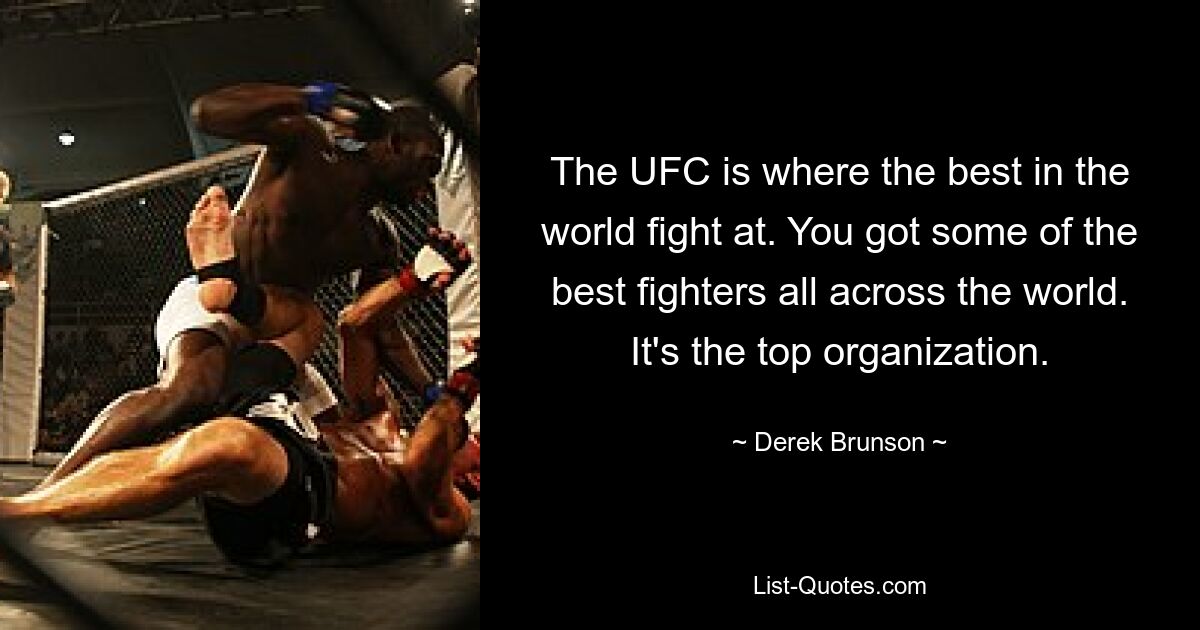 In der UFC kämpfen die Besten der Welt. Sie haben einige der besten Kämpfer der Welt. Es ist die Top-Organisation. — © Derek Brunson