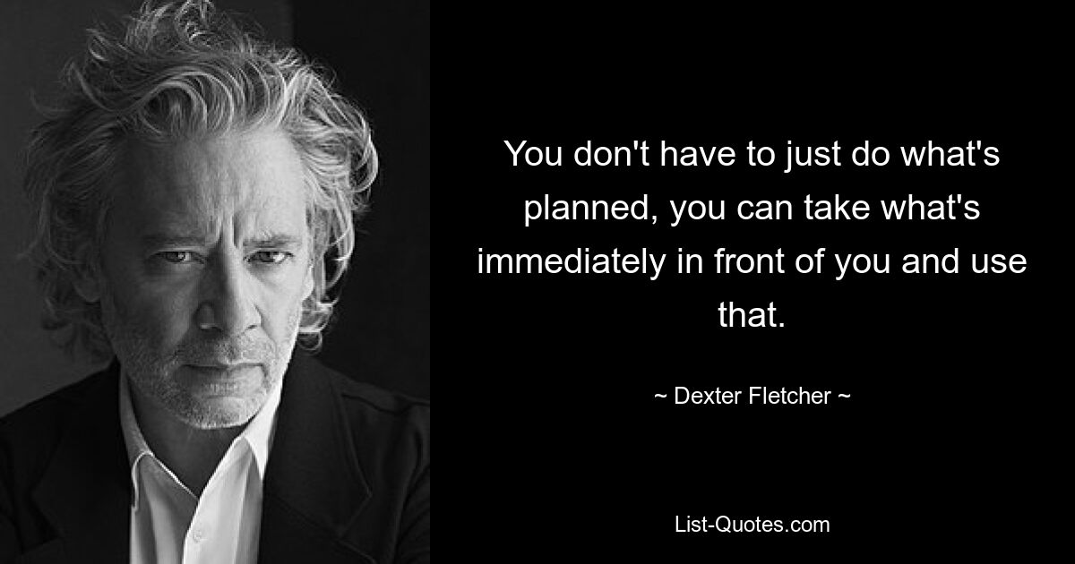 You don't have to just do what's planned, you can take what's immediately in front of you and use that. — © Dexter Fletcher