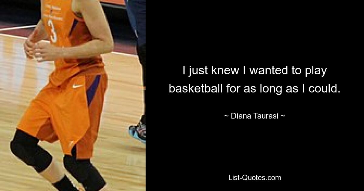 I just knew I wanted to play basketball for as long as I could. — © Diana Taurasi