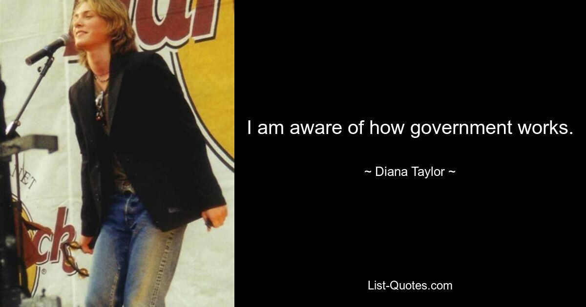 I am aware of how government works. — © Diana Taylor