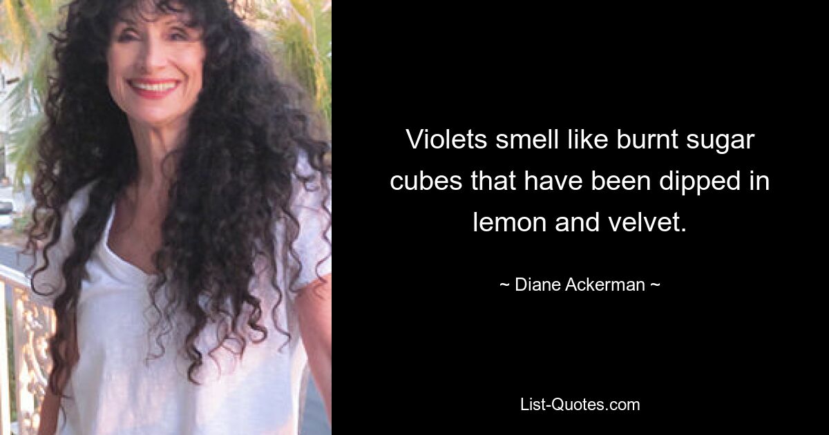 Violets smell like burnt sugar cubes that have been dipped in lemon and velvet. — © Diane Ackerman