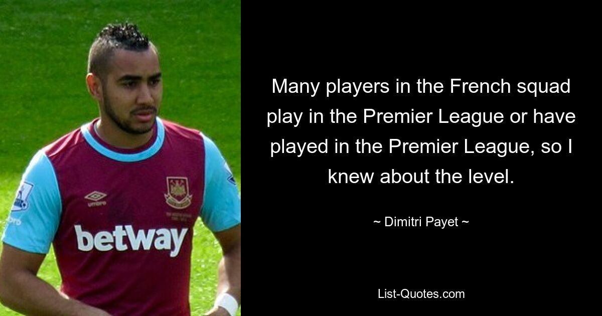 Many players in the French squad play in the Premier League or have played in the Premier League, so I knew about the level. — © Dimitri Payet