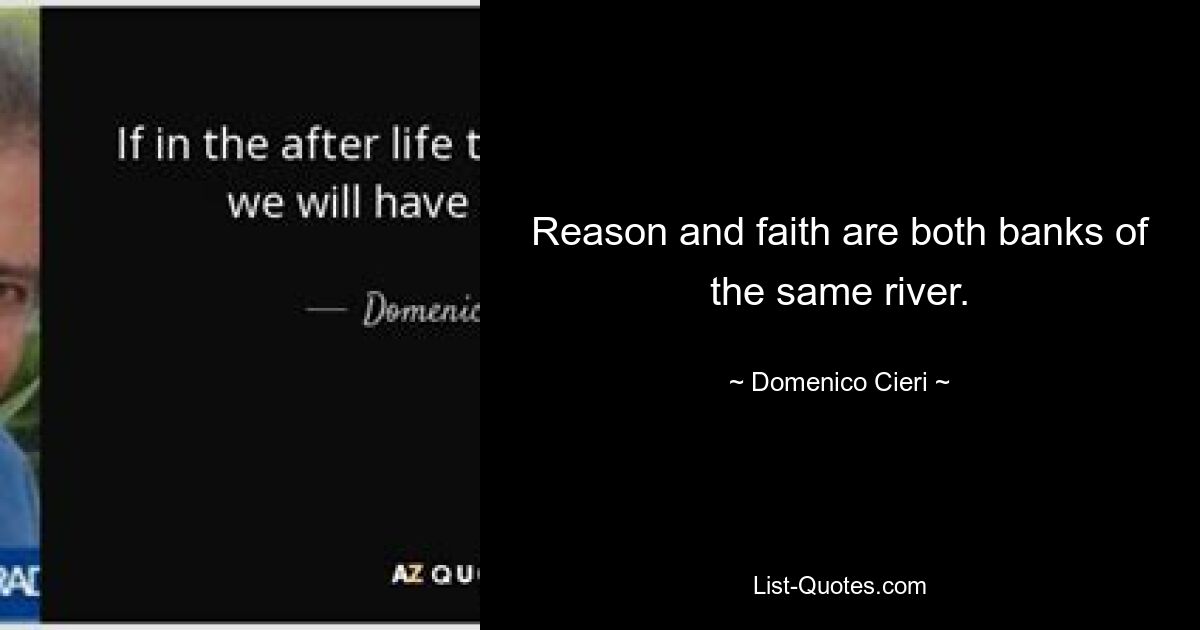 Reason and faith are both banks of the same river. — © Domenico Cieri