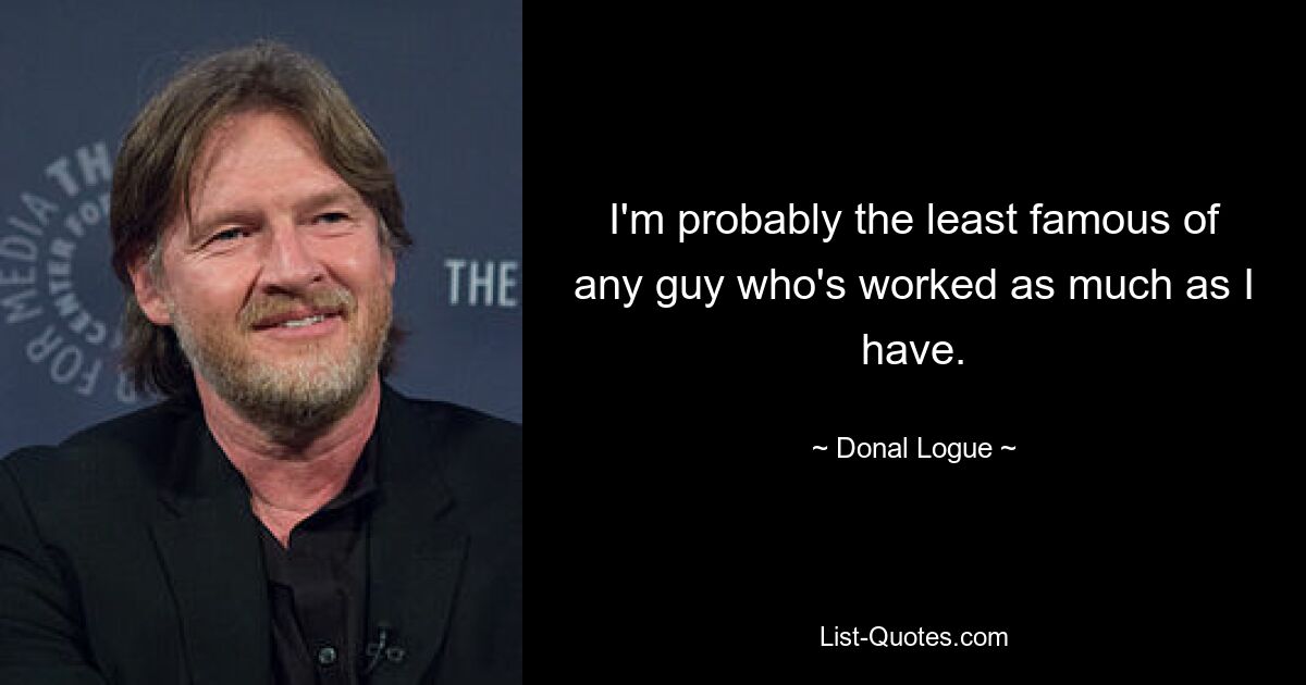 I'm probably the least famous of any guy who's worked as much as I have. — © Donal Logue