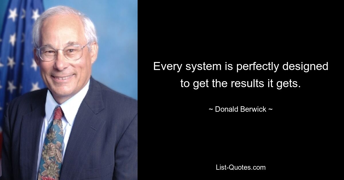 Every system is perfectly designed to get the results it gets. — © Donald Berwick