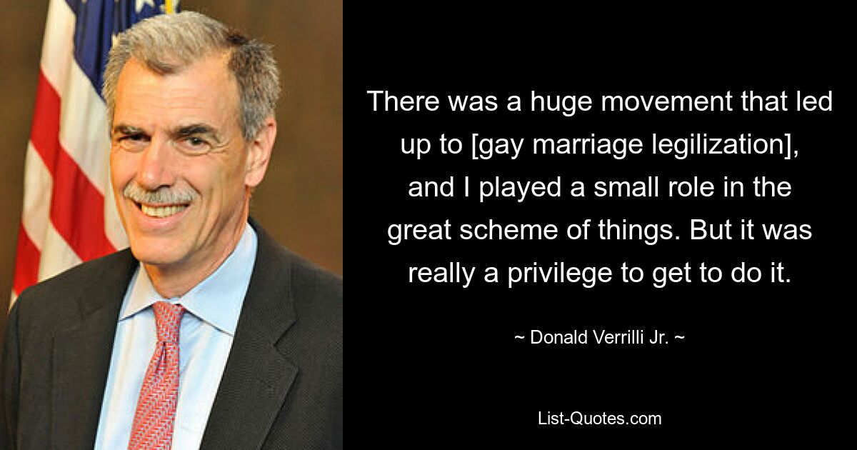 There was a huge movement that led up to [gay marriage legilization], and I played a small role in the great scheme of things. But it was really a privilege to get to do it. — © Donald Verrilli Jr.