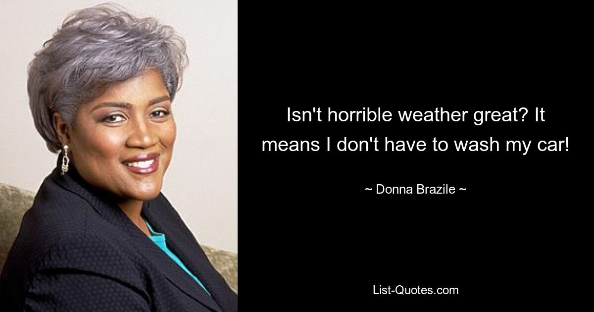 Isn't horrible weather great? It means I don't have to wash my car! — © Donna Brazile