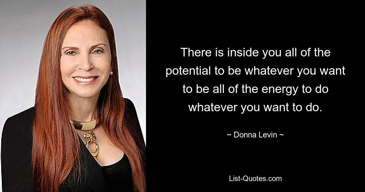 There is inside you all of the potential to be whatever you want to be all of the energy to do whatever you want to do. — © Donna Levin