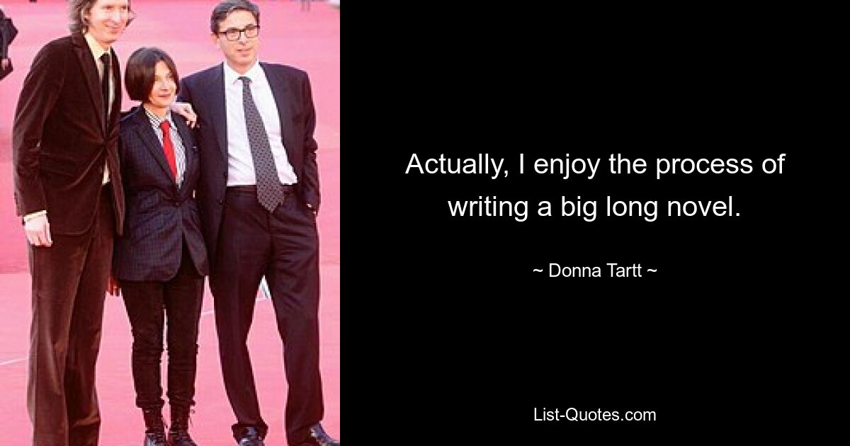 Actually, I enjoy the process of writing a big long novel. — © Donna Tartt