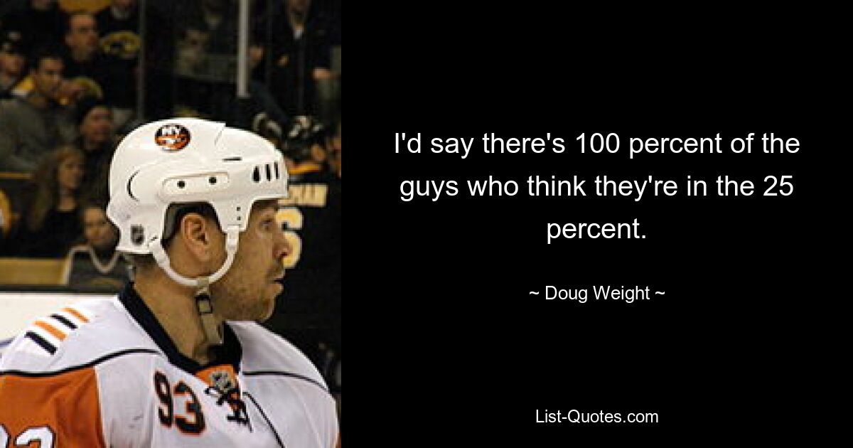 I'd say there's 100 percent of the guys who think they're in the 25 percent. — © Doug Weight