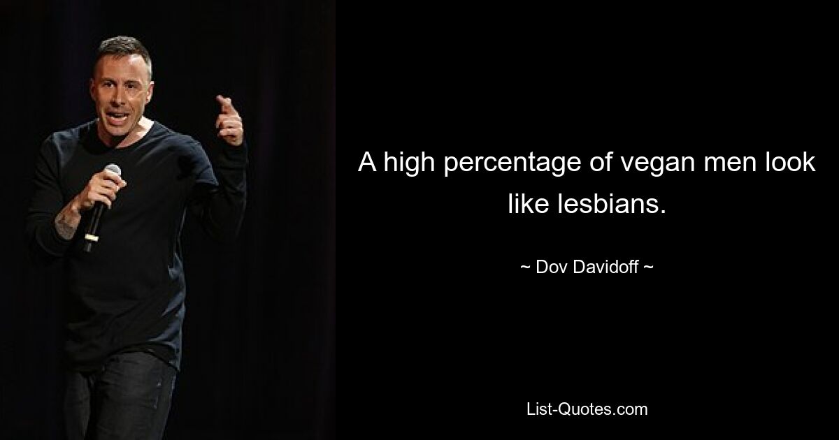 A high percentage of vegan men look like lesbians. — © Dov Davidoff