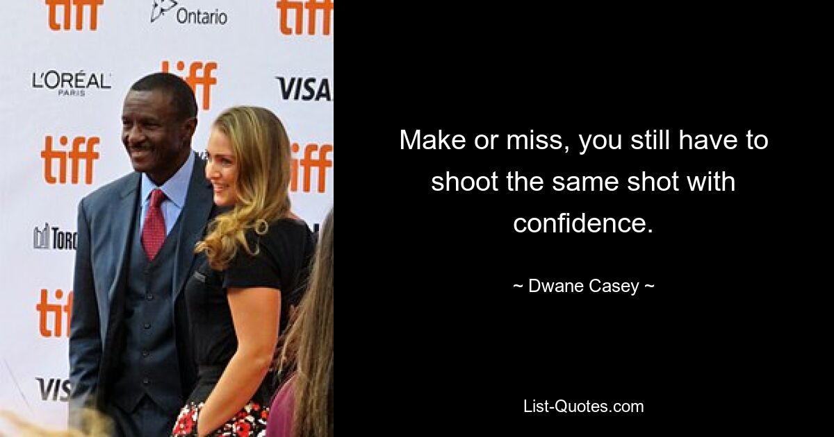 Make or miss, you still have to shoot the same shot with confidence. — © Dwane Casey