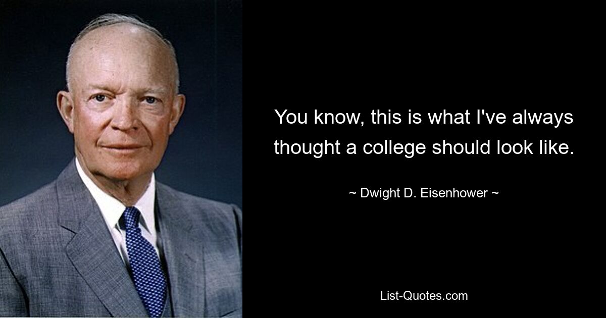 You know, this is what I've always thought a college should look like. — © Dwight D. Eisenhower