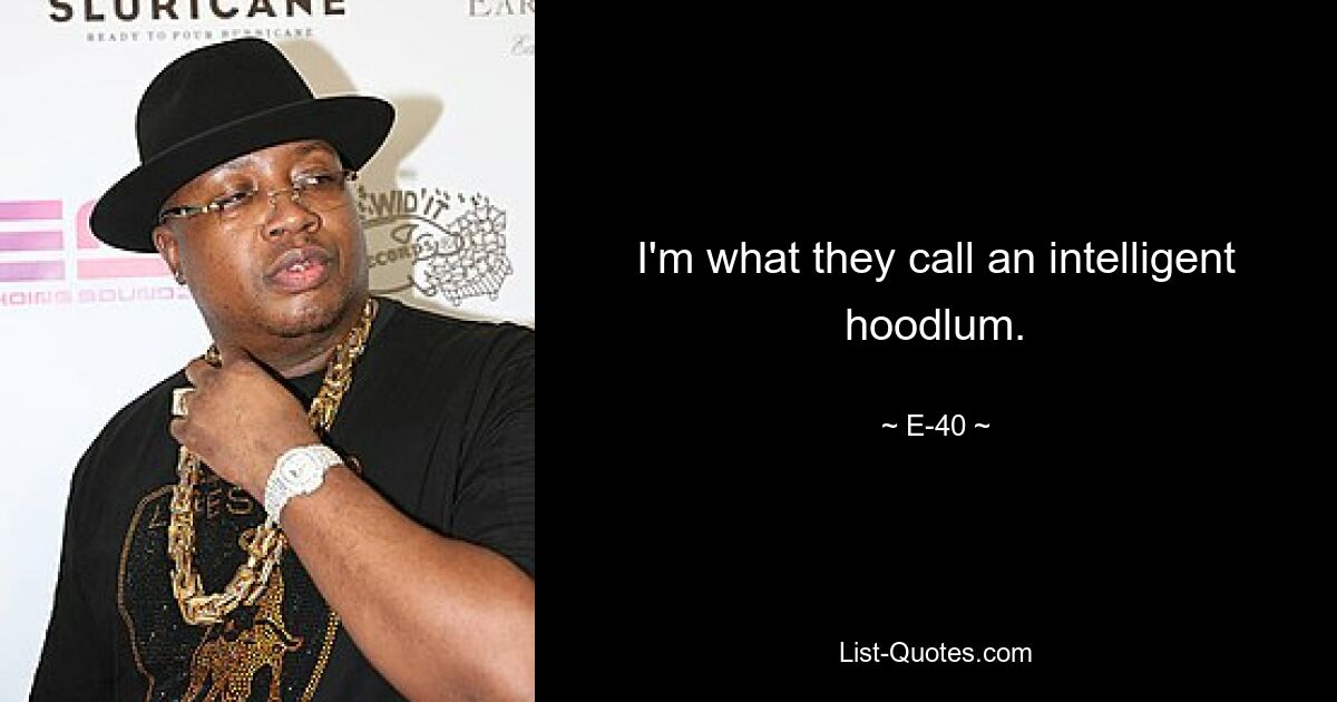 I'm what they call an intelligent hoodlum. — © E-40