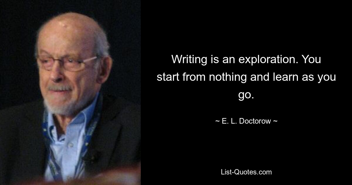 Writing is an exploration. You start from nothing and learn as you go. — © E. L. Doctorow