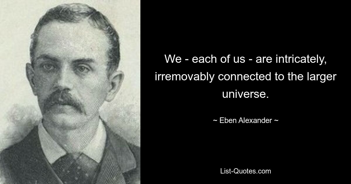 We - each of us - are intricately, irremovably connected to the larger universe. — © Eben Alexander