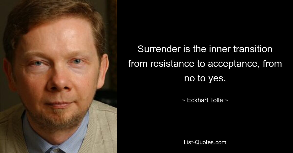 Surrender is the inner transition from resistance to acceptance, from no to yes. — © Eckhart Tolle