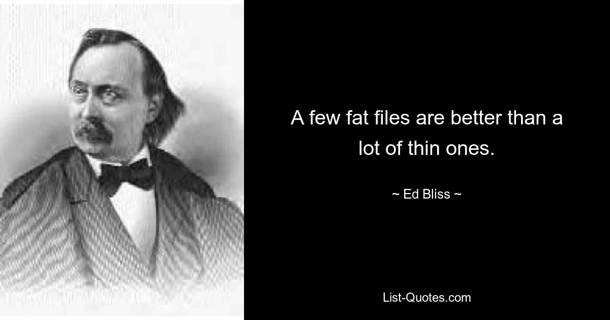 A few fat files are better than a lot of thin ones. — © Ed Bliss