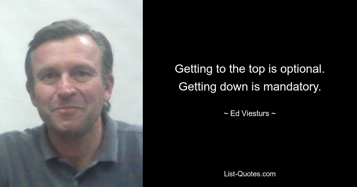 Getting to the top is optional. Getting down is mandatory. — © Ed Viesturs