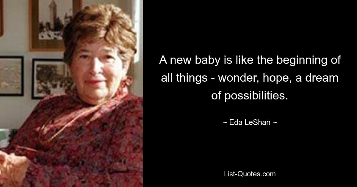 A new baby is like the beginning of all things - wonder, hope, a dream of possibilities. — © Eda LeShan