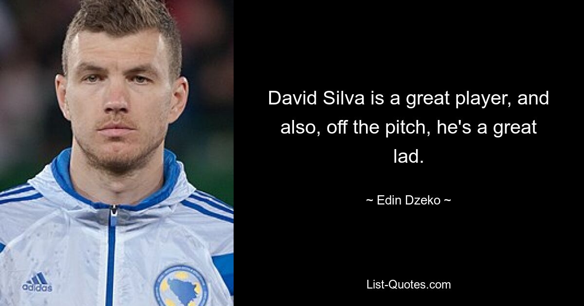 David Silva is a great player, and also, off the pitch, he's a great lad. — © Edin Dzeko