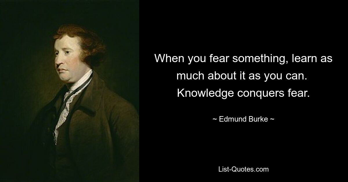 Когда вы чего-то боитесь, узнайте об этом как можно больше. Знание побеждает страх. — © Эдмунд Берк