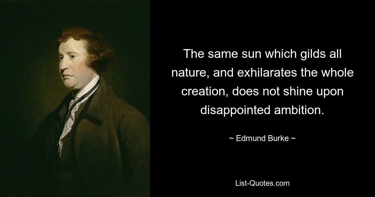 The same sun which gilds all nature, and exhilarates the whole creation, does not shine upon disappointed ambition. — © Edmund Burke