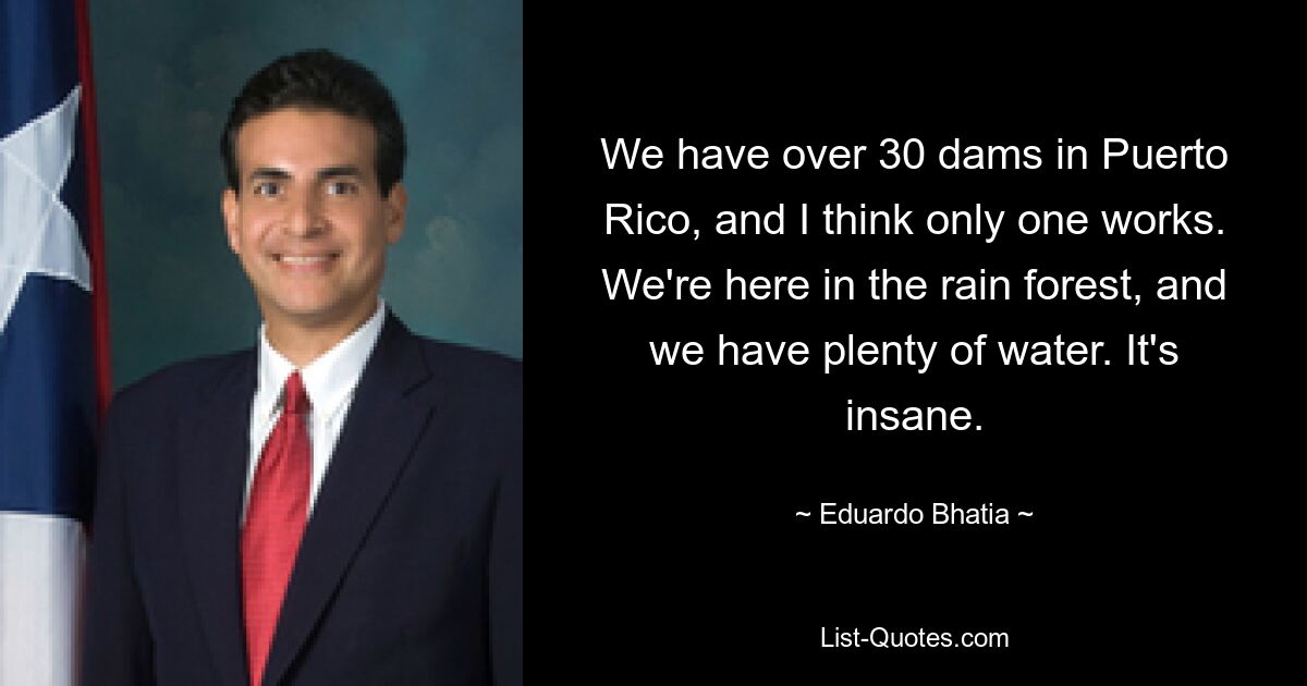 We have over 30 dams in Puerto Rico, and I think only one works. We're here in the rain forest, and we have plenty of water. It's insane. — © Eduardo Bhatia