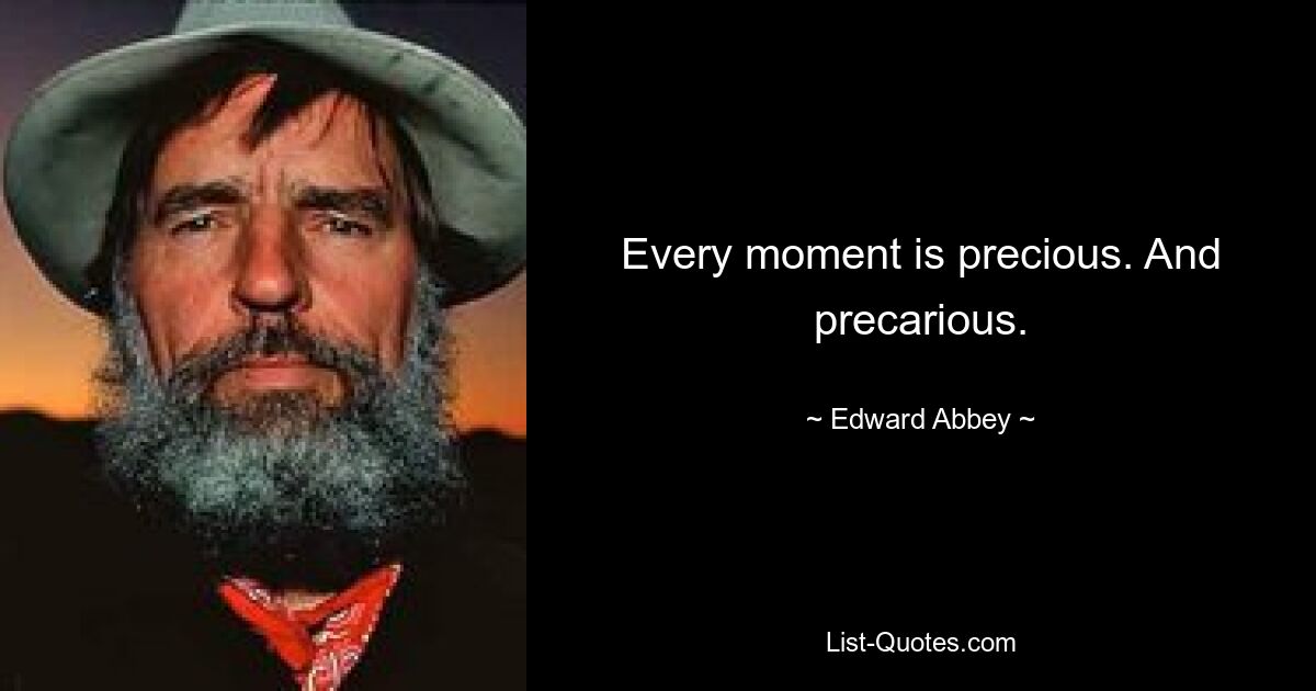 Every moment is precious. And precarious. — © Edward Abbey