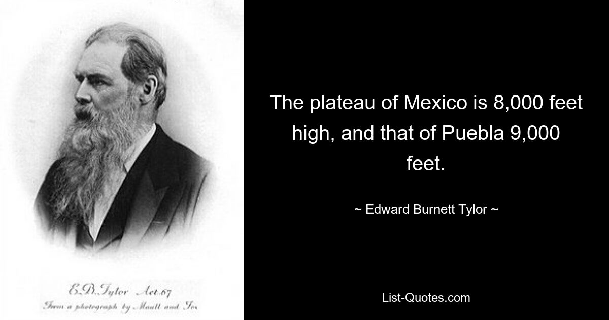 Die Hochebene von Mexiko ist 8.000 Fuß hoch, die von Puebla 9.000 Fuß. — © Edward Burnett Tylor