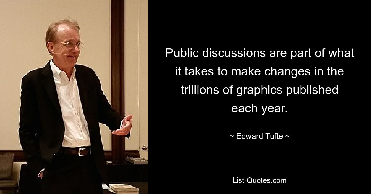 Public discussions are part of what it takes to make changes in the trillions of graphics published each year. — © Edward Tufte