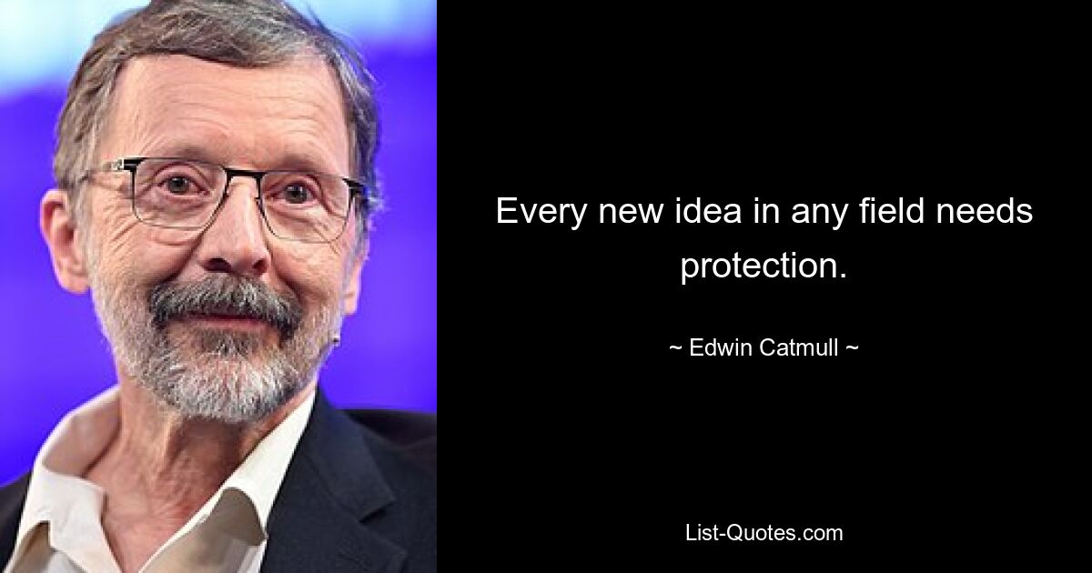 Every new idea in any field needs protection. — © Edwin Catmull