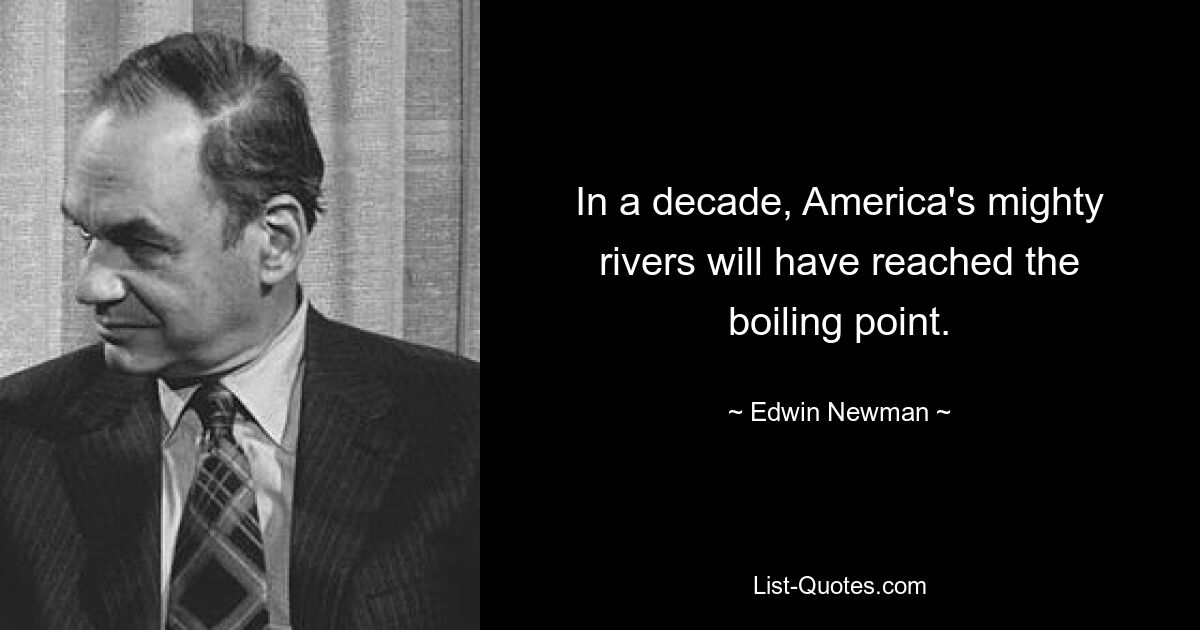 In a decade, America's mighty rivers will have reached the boiling point. — © Edwin Newman